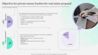 Objective For Private Money Lenders For Real Estate Proposal Ppt Microsoft