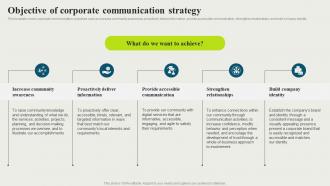 Objective Of Corporate Communication Strategy Strategic And Corporate Communication Strategy SS V