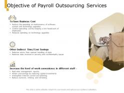 Objective of payroll outsourcing services ppt powerpoint presentation infographics visual aids
