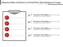 Objective slides cardboard list powerpoint slide background image
