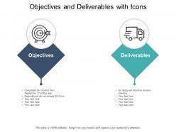 Objectives and deliverables with icons