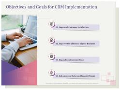 Objectives and goals for crm implementation satisfaction ppt file slides
