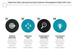 Objectives data learning executing customer demographics steps with icons