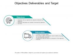 Objectives deliverables and target