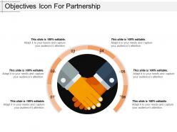Objectives icon for partnership ppt sample