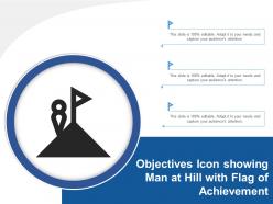 Objectives icon showing man at hill with flag of achievement