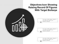 Objectives icon showing raising record of figures with target bullseye