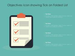 Objectives icon showing tick on folded list