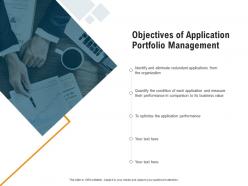 Objectives of application portfolio management eliminate redundant ppt slides