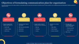 Objectives Of Formulating Communication Plan For Organization