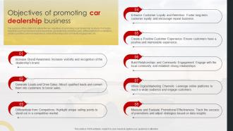 Objectives Of Promoting Car Dealership Business Effective Marketing Strategies