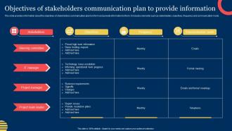 Objectives Of Stakeholders Communication Plan To Provide Information