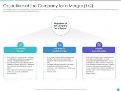 Objectives of the company for a merger ppt portfolio demonstration