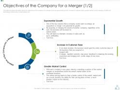 Objectives of the company for a merger strategy to foster diversification