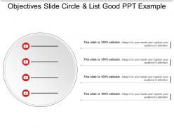 Objectives slide circle and list good ppt example