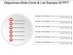 Objectives slide circle and list sample of ppt