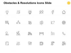 Obstacles and resolutions icons slide technology checklist ppt powerpoint presentation icon skills