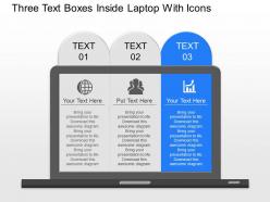 Oc three text boxes inside laptop with icons powerpoint template
