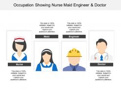 Occupation showing nurse maid engineer and doctor