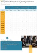 Occupational therapy company meetings of directors presentation report infographic ppt pdf document