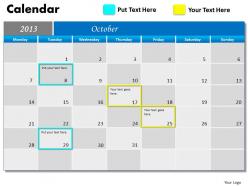 October 2013 Calendar PowerPoint Slides PPT templates