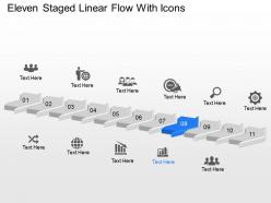Od eleven staged linear flow with icons powerpoint template