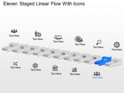 Od eleven staged linear flow with icons powerpoint template