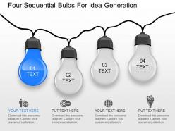 Od four sequential bulbs for idea generation powerpoint template