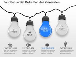 Od four sequential bulbs for idea generation powerpoint template