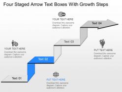 Oe four staged arrow text boxes with growth steps powerpoint template