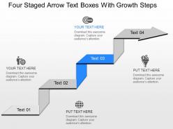 Oe four staged arrow text boxes with growth steps powerpoint template