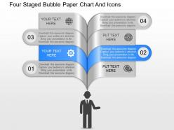 Of four staged bubble paper chart and icons powerpoint template
