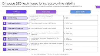 Off Page SEO Techniques To Increase Online Visibility