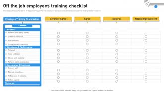 Off The Job Employees Training Checklist
