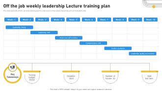 Off The Job Weekly Leadership Lecture Training Plan