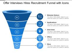 Offer interviews hires recruitment funnel with icons