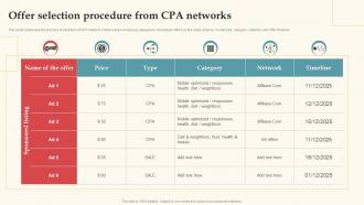 Offer Selection Procedure From CPA Networks Complete Guide For Deploying CPA Ppt Template