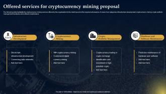 Offered Services For Cryptocurrency Mining Proposal Ppt Powerpoint Presentation Slides Smartart