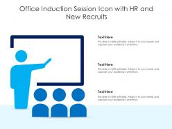 Office induction session icon with hr and new recruits