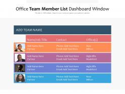 Office team member list dashboard window