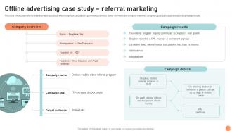 Offline Advertising Case Study Referral Broadcasting Strategy To Reach Target Audience Strategy SS V