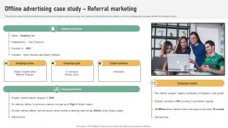 Offline Advertising Case Study Referral Marketing Plan To Increase Brand Strategy SS V