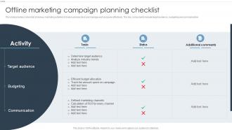 Offline Marketing Campaign Planning Checklist Offline Marketing Strategies To Improve Business Sales