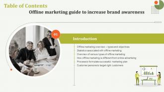 Offline Marketing Guide To Increase Brand Awareness Table Of Contents Strategy SS
