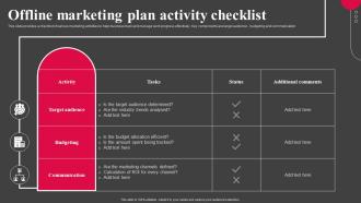 Offline Marketing Plan Activity Checklist