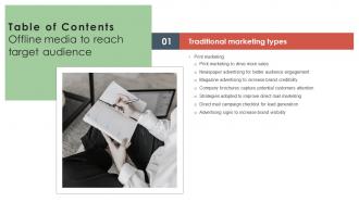 Offline Media To Reach Target Audience Table Of Contents