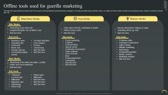 Offline Tools Used For Guerilla Marketing Maximizing Campaign Reach Through Buzz