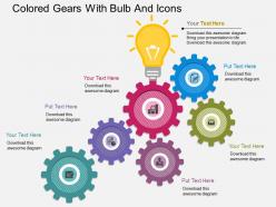 Og colored gears with bulb and icons flat powerpoint design