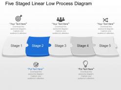 Og five staged linear low process diagram powerpoint template