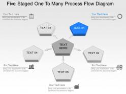 Oh Five Staged One To Many Process Flow Diagram Powerpoint Template Slide
